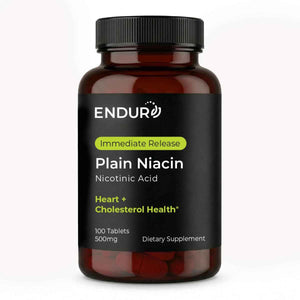 Endur Plain Niacin (Nicotinic Acid), Heart Health & Healthy Cholesterol Balance Supplement, Immediate-Release Formula, Gluten Free,