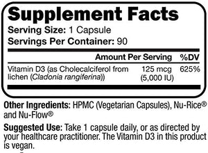 Script Essentials Vegan Vitamin D3 5,000 IU for Healthy Muscle Function, Bone Health, and Immune Support - Non-GMO, Gluten Free and Kosher Certified - 90 Servings Script EssentialsBuy Supplements Australia