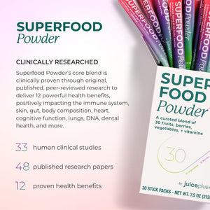 Juice Plus+ - Superfood Powder - Drink with 30 Fruits Berries Veggies Plant Vitamins for Refreshing Immune Wellness Boost - 30 Stick Packs Juice Plus+Buy Supplements Australia