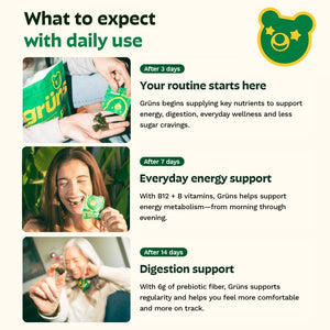 Gruns Adult Super Greens Multivitamin Gummies, Superfood Gummy Vitamins for Women and Men with Spirulina, Chlorella, Adaptogens & Prebiotic Fiber for Digestive Health (28 Count) GrünsBuy Supplements Australia