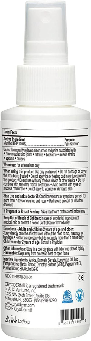 CryoDerm 4 oz Spray Cold Therapy (6 Pack) CryoDermBuy Supplements Australia