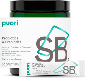 Puori Daily Probiotics & Prebiotics for Digetive & Gut Health - Immune Support Supplement with 13 Billion CFU & 4g Dietary Fiber - Shelf Stable for Bloating & Gas Relief