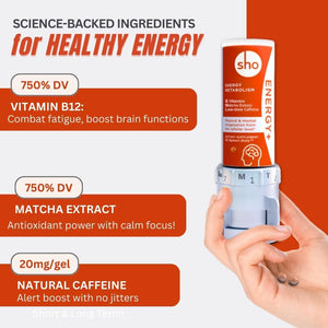 SHO Vegan Energy+ Focus Supplement Kit- Matcha Green Tea Extract, Methylated B Complex, Vitamin B and Caffeine Natural Energy Booster Without Crash, Jitters for Men and Women - 60 Pills Refill Bottle SHOΒ buy supplements Au