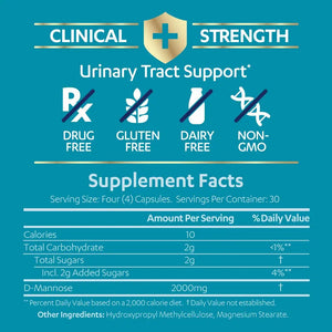 AZO D Mannose Urinary Tract Health, Cleanse, Flush & Protect The Urinary Tract, No.1 Pharmacist Recommended Brand, Clinical Strength, Non-GMO, 120 Count (Pack of 2) AZOBuy Supplements Australia