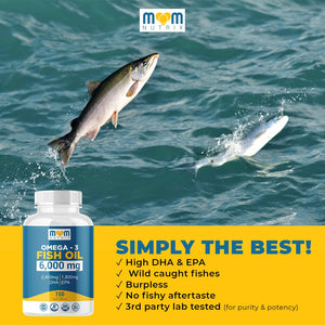 Omega 3 Fish Oil with Maximum EPA DHA - Supports Brain, Liver, Heart & Immunity - Made in The USA - 150 Softgels MOM NUTRIXBuy Supplements Australia