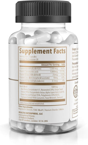 Dub Nutrition Youth - Formula with Acai, Resveratrol, Curcumin, Vitamins A, C, D, E, B12, and CoQ10 - Supports Immunity and Mobility - 90 Capsules Dub Nutrition buy supplements Au