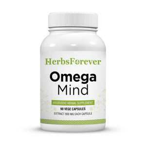 Herbs Forever Omega Mind supplement bottle on a white background