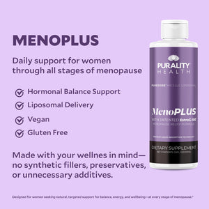 PURALITY HEALTH MenoPLUS Liposomal Menopause Supplement for Women | EstroG-100®, Vitamins D3, B6, B12 & K2 | Iodine | Hormonal Balance & Mood Support PURALITY HEALTHBuy Supplements Australia