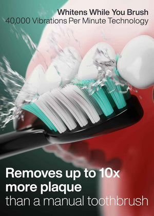 Aquasonic Black Series Ultra Whitening Toothbrush – ADA Accepted Electric Toothbrush- 8 Brush Heads & Travel Case – 40,000 VPM Electric Motor & Wireless