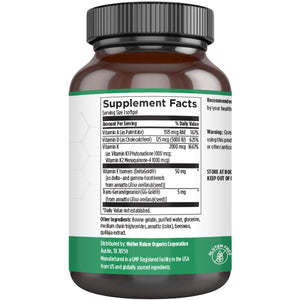 ADK Vitamin Supplement - 5000 IU Vitamin D3 + A & K2 MK-7 - High Absorption for Bone, Heart & Immune Support - Non-GMO (60 Softgels) Mother Nature Organics Superfoods for Organic LivingBuy Supplements Australia