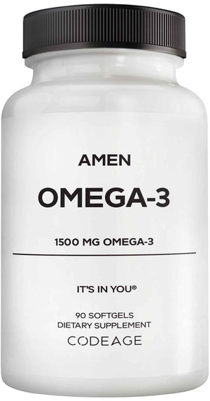 Amen Omega-3 Supplement - 1500mg High-Potency Daily Omega 3 - EPA and DHA Fatty Acids Fish Oil - 45-Day Supply - Fatty Acid Supplements - Fish Oil Pills