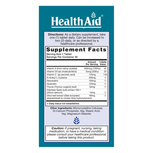 HealthAid LungForte 30 Tablets – Daily Antioxidant Lung Support with NAC, Resveratrol, Olive Leaf, Thyme & Vitamins A, C & D3 – Vegetarian, Non‑GMO HealthAidBuy Supplements Australia