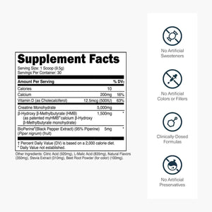 Transparent Labs Creatine HMB - Creatine Monohydrate Powder with HMB for Muscle Growth, Increased Strength, Enhanced Energy Output, and Improved Athletic Performance