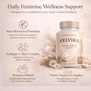 MINANATURALS VELVIRA Feminine Wellness Support Supplement for Women Herbal Rejuvenation Formula with Vitamins, Amino Acids & Collagen 30 Tablets MINANATURALS buy supplements Au