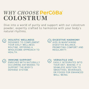 Colostrum Supplement for Gut Health, Bloating, Hair Growth, Muscle Recovery, Immune Support - Unflavored Bovine Colostrum Powder Made in USA, Non-GMO, Gluten Free, 120 Grams Per Serving - 40 Servings PERCOBABuy Supplements Australia