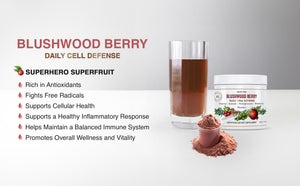 Aussie Pure Blushwood Berry Superfruit Daily Cell Defense - Soursop - Kakadu Plum - Pomegranate - Blueberry - Immune and Cell Support Powder - All Ages - Lab Tested and Authenticated - 180g/6.4oz Aussie Pure buy supplements Au
