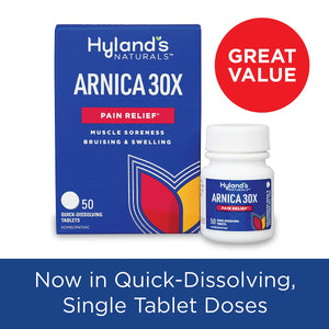 Hyland's Arnica Montana 30x Tablets, Natural Relief of Bruises, Swelling and Muscle Soreness, Quick Dissolving Tablets (Pack of 1, 50 Count Total) Hyland'sBuy Supplements Australia