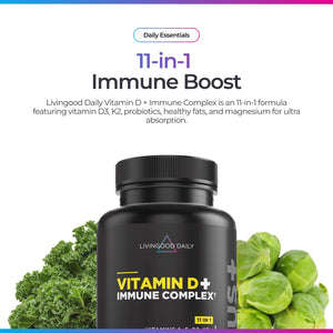 Livingood Daily Vitamin D3 K2 4000 IU Supplement, 9-in-1 Dietary Supplement for Immune Support - Made with Vitamins D, A, E, K2, Zinc, Magnesium & Probiotic Blend for Maximum Absorption - 60 Capsules Livingood Daily buy supplements Au