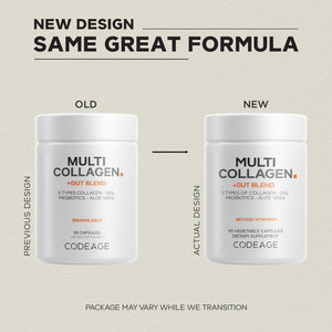 Codeage Multi Collagen + Gut Blend Supplement - Digestive Probiotics, DGL Licorice, Aloe Vera, Organic Peppermint Leaf, Slippery Elm - Hydrolyzed Bovine Collagen Pills - Non-GMO - 90 Capsules CodeageBuy Supplements Australia