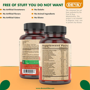 DEVA Vegan Multivitamin & Mineral Supplement with Iron 2-Pack, Spirulina, Chlorella, Ashwagandha, Broccoli & More, 90 Coated Tablets Each DEVABuy Supplements Australia