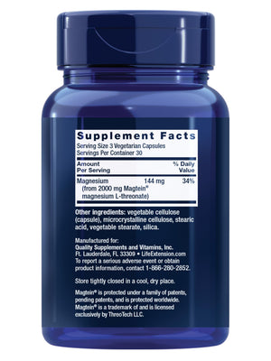 Life Extension Neuro-Mag Magnesium L-Threonate, Memory Health, Quick Thinking, Cognitive Health Support, Vegetarian, Non-GMO, 90 Vegetarian Capsules (144 mg from 2000 mg Magtein magnesium L-threonate Life Extension buy supplements Au