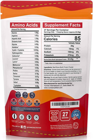 VUNNEX 100% Grass-Fed Bone Broth Collagen Powder | Unflavored & Unsweetened Instant Protein for Coffee & Smoothies | Keto-Friendly, Gluten-Free, Non-Dairy