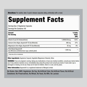 Piping Rock Red Mineral Algae | Vegetarian Calcium | 180 Capsules | Plant Based Plus Trace Minerals | Plus D3 1000 IU | Non-GMO, Gluten Free Supplement
