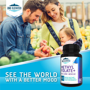 Double Strength & Most Bioactive Methyl Folate! Uniquely Formulated with Highest Pharmaceutical Grade Methylcobalamin (B12), Niacin, B1, B2 B6. Works Synergistically for Max Results-3 Month Supply One ElevatedBuy Supplements Australia