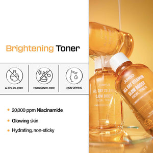 JUMISO All Day Vitamin Glow Boost Facial Toner, Vitamin Daily Toner, Vitamin B,C Toner, Skin Brightening Hydrating, Glowing Toner, Naturally Radiant&Plump Skin, EO&Fragrance Free, 125ml 4.22 FL.OZ