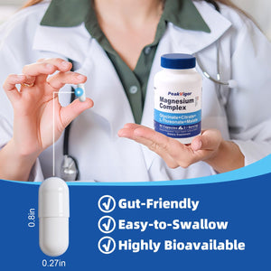 5 in 1 Magnesium Complex, 976mg Complex with Magnesium Glycinate, Citrate, Malate & L-Threonate, Vitamin B6 for High Absorption, Third Party Tested, Gluten-Free, Easy-Swallow Vegan Capsule PeakVigor buy supplements Au