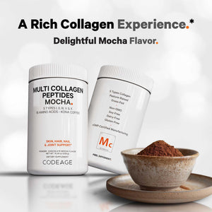 Codeage Multi Collagen Peptides Protein Powder - Chocolate Mocha Instant Coffee - Gourmet Knoa Coffee Drink & Shake - Collagen Type I, II, III, V & X - Grass-Fed, Hydrolyzed, Non-GMO - 14.39oz CodeageBuy Supplements Australia