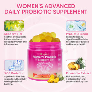 Feminine Probiotics Gummies with Slippery Elm - 60 Pineapple Gummies for Women ph Balance, Vaginal Probiotics Supports Flora, Gut Health & Immune System, Prebiotics & Lactobacillus Blend (Pineapple) BoqiaoBuy Supplements Australia