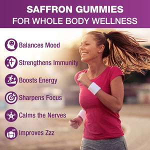 VAJYKEWJY Saffron Gummies (88.5 mg) with Magnesium — Enhanced with St. John’s Wort, Rhodiola, Ashwagandha & Vitamins B6, B12, D3 for Mood & Focus Support — 60 Count VAJYKEWJYBuy Supplements Australia
