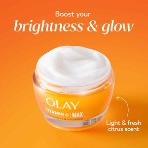Olay, Vitamin C MAX Face Moisturizer, Brightening Cream for Women, Hydrating, Evens Tone, Dark Spot and Hyperpigmentation Reduction