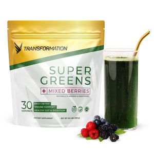 Transformation Super Greens Superfood Green Juice Powder - Immune & Energy Support | Natural Ingredients | Detoxifying & Alkalizing Minerals - Spirulina, Chlorella, Wheatgrass, Spinach, Alfalfa SPR BODYBuy Supplements Australia