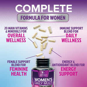 Multivitamin for Women - with Vitamins A, C, D, E, B6, B12, Zinc, Calcium & Magnesium, Womens Daily Multi Vitamin Multimineral Supplement for Bone Health, Energy & Immune Support - 120 Capsules Nature's NutritionBuy Supplements Australia