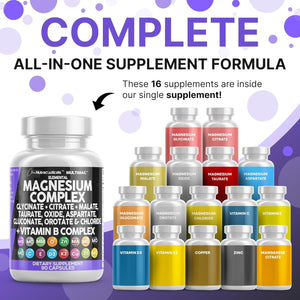 Clean Nutraceuticals Magnesium Complex with Magnesium Glycinate Citrate Malate Oxide Taurate Aspartate Orotate & Mag Chloride, Zinc Copper Manganese (90 Count (Pack of 2)) Clean Nutraceuticals buy supplements Au
