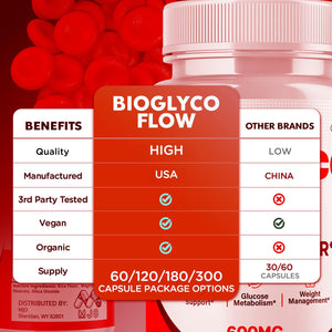 (3 Pack) BioGlyco Flow Blood Optimizer Capsules, Official BioGlyco Flow Pills with All Natural Ingredients, Advanced Health and Wellness Supplement with Maximum Strength Multivitamins (180 Capsules) MJO buy supplements Au