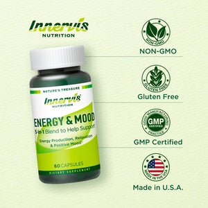 Caffeine Free Natural Energy Boost with Ashwagandha, Maca & Magnesium - Support Stress Relief, Focus & Mood - 60 Capsules by Innervis Nutrition INNERVISNUTRITIONBuy Supplements Australia