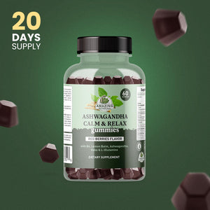 Ashwagandha Calm & Relax Gummies with Vitamin B6, Lemon Balm, GABA & L-Glutamine β 60 Gummies β Red Berries Flavor β Improve Sleep, Stress Relief & Mood β Vegan, Gluten-Free, Non-GMO Amazing BotanicalsBuy Supplements Australia