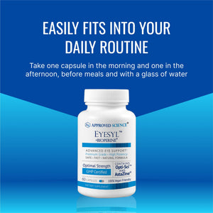 Approved Science EyeSyl - Eye Support Supplement - Chromium Picolinate, Taurine, Lutein, Zeaxanthin, Bilberry, BioPerine - 1 Month Supply - 60 Capsules - Made in The USA Approved ScienceBuy Supplements Australia