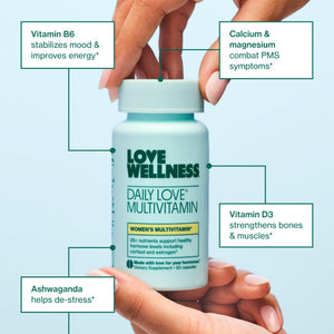 Love Wellness Daily Love Multivitamin for Women | Supports Energy, Cortisol, Immune Health, Stress Relief, & PMS | Complete with Vitamin D, C, Iron, Calcium, Zinc, & Biotin, Magnesium | 30-Day Supply Love Wellness buy supplements Au