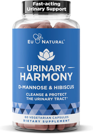 Eu Natural Urinary Harmony D-Mannose Supplement - Urinary Tract Health for Women - Fast-Acting Urinary Cleanse & Flush with Clinical-Strength D-Mannose & Hibiscus - 60 Capsules Eu NaturalBuy Supplements Australia