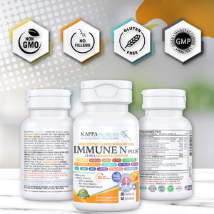 (60 Capsules), NAC 600mg, Quercetin 1,000mg, Vitamin C 500mg, Zinc 50mg, Vitamin D3 5,000iu, Selenium, Copper, Acerola, Ginger, Rutin, Citrus Bioflavonoids, Rose Hips, Echinacea, Immune N Plus 15 in 1 KAPPA NUTRITIONBuy Supplements Australia