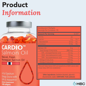 High Strength Omega 3 Fish Oil - 1000mg, Norwegian Salmon Oil with EPA & DHA, No Burping or Aftertaste, Omega 3 Fatty Acids Supplement for Eye