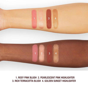 Charlotte Tilbury Mini Hollywood Blush & Glow Glide Palette, Powder Blush & Highlighter Compact, Face Makeup Duo, Travel Size Makeup Palette - Rich Terracotta Blush/Golden Sunset Highlighter