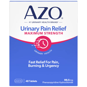 AZO Urinary Pain Relief Maximum Strength | Fast Relief of UTI Pain, Burning & Urgency | Targets Source of Pain | #1 Most Trusted Brand | 48 Tablets AZOBuy Supplements Australia