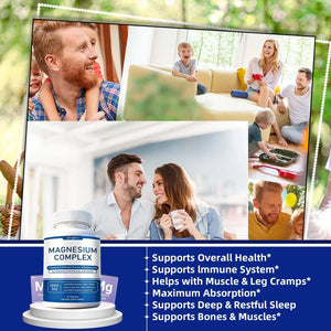 Magnesium Complex Supplement 8 Elemental - Magnesium Glycinate, Citrate, Malate, Oxide | Easy Absorption for Bones, Muscle, Energy, Vegan, Non-GMO 90 Capsules (1pc) OFHOFH buy supplements Au