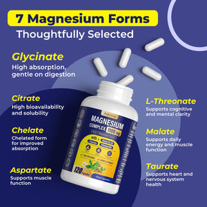 Magnesium Complex for Women & Men 1100mg, 7-in-1 Magnesium Supplement with Ashwagandha & L-Theanine for Calm & Sleep Support, High Absorption, Vegan 120 Capsules Zytheron buy supplements Au