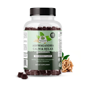Ashwagandha Calm & Relax Gummies with Vitamin B6, Lemon Balm, GABA & L-Glutamine β 60 Gummies β Red Berries Flavor β Improve Sleep, Stress Relief & Mood β Vegan, Gluten-Free, Non-GMO Amazing BotanicalsBuy Supplements Australia